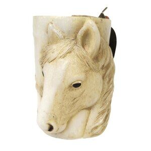 Horse Candle Decor 3D Pillar Candle Cream Color 5.5 Inch Beautiful Animal Spirit